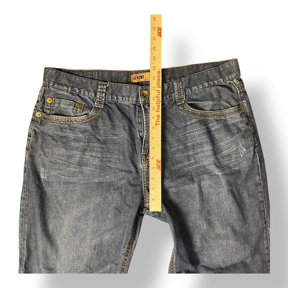 Seven7 Jeans Men’s 40 Straight Fit Blue Denim Medium Wash Whiskered Distressed‎ - Picture 6 of 13